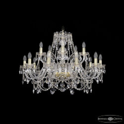 Люстра хрустальная 1411/10+5/300 G Bohemia Ivele Crystal (Стеклянный рожок)