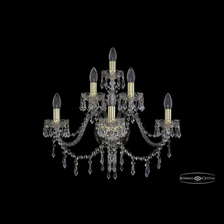 Бра хрустальные 1403B/3+2+1/240 G Bohemia Ivele Crystal (Стеклянный рожок)