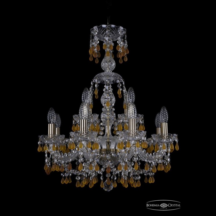 Люстра хрустальная 1410/8+4/195/XL-66 Pa V1003 Bohemia Ivele Crystal (Стеклянный рожок)
